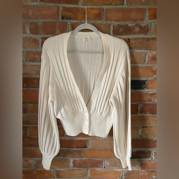 ARITZIA WILFRED plunge front cardigan oversized cream large wool - Picture 3 of 9